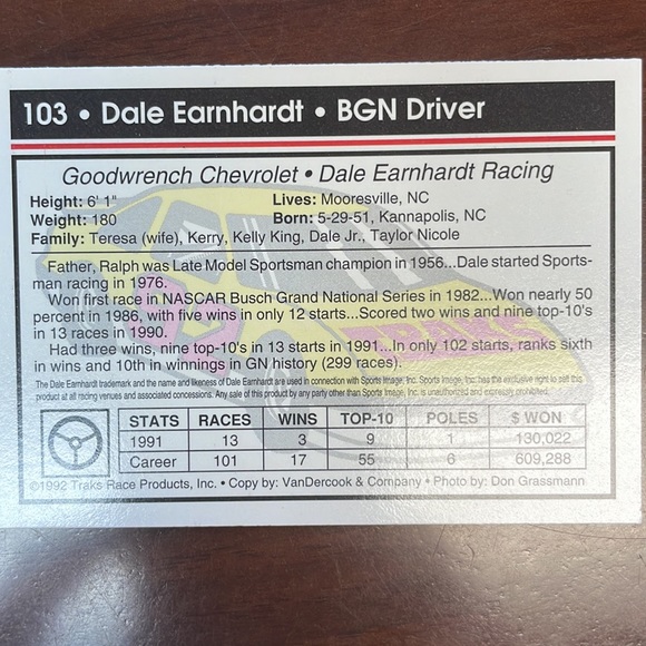 1992 Traks Race Dale Earnhardt - Picture 2 of 2